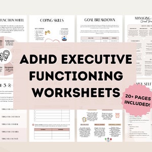 ADHD Worksheets for Adults & Teens | Executive Functioning Bundle | ADHD Workbook for Teens | ADHD Planner Printable