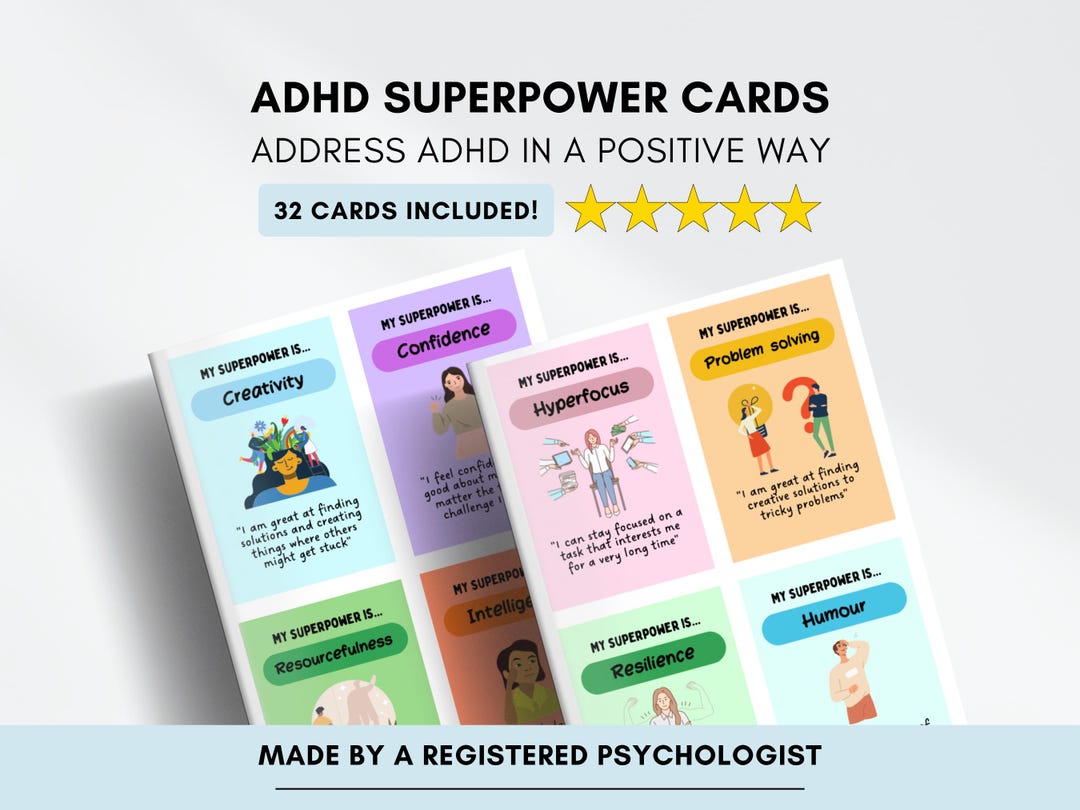 ADHD Superpower Cards for Kids: Confidence & Coping Skills (printable ...