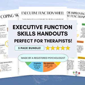 Executive Function & Coping Skills Handouts for Teens and Adults (PDF Digital Download)