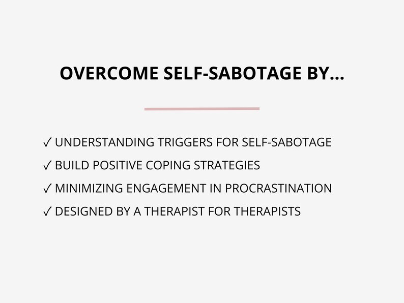 Self Sabotage Worksheets