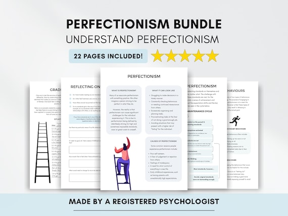 Perfectionism Worksheet Bundle: Thought Patterns & Coping Skills (Printable/Fillable)