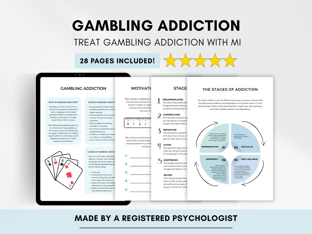 Gambling Assessment.pdf Gambling Addiction Worksheets: Therapist Addiction Recovery Resource - Etsy