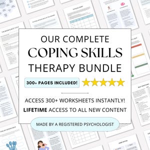 Therapy Worksheets Bundle to Improve Coping Skills & Emotional Regulation (PDF Digital Download)