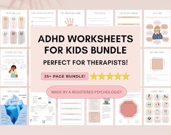 Hojas de trabajo sobre TDAH para niños para desarrollar habilidades de afrontamiento y regulación emocional (PDF imprimible y rellenable)