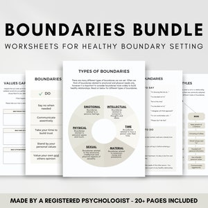 Boundaries Worksheet Bundle for Healthy Boundary Setting and Effective Communication, Reacting vs Responding and Healthy Relationships