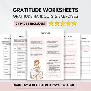 Gratitude Therapy Worksheets for Building Self-Esteem, Understanding Values & Self-Confidence