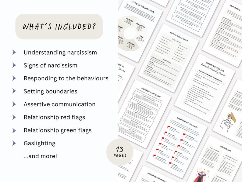 Narcissist Education Worksheets for Understanding Narcissism and Gaslighting in Relationships