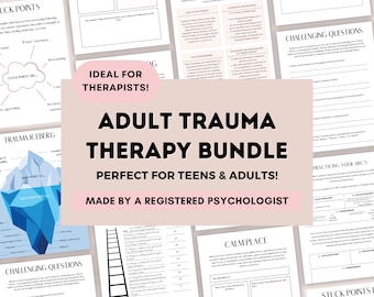 Bundel PTSS-werkbladen voor volwassenen met oefeningen voor het overwinnen van trauma (digitale pdf-download)