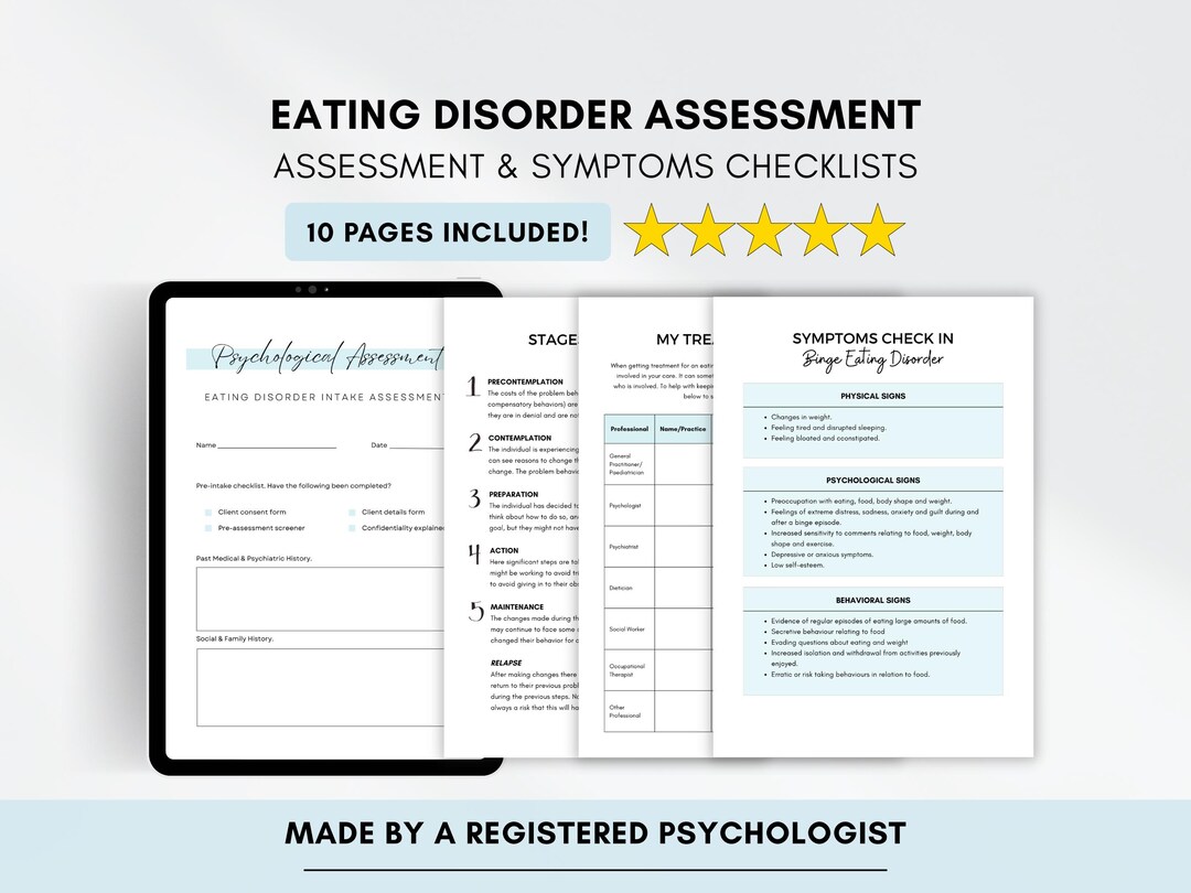 Eating Disorder Checklist.pdf Eating Disorder Therapy Assessment Worksheets With Symptoms Checklist ...