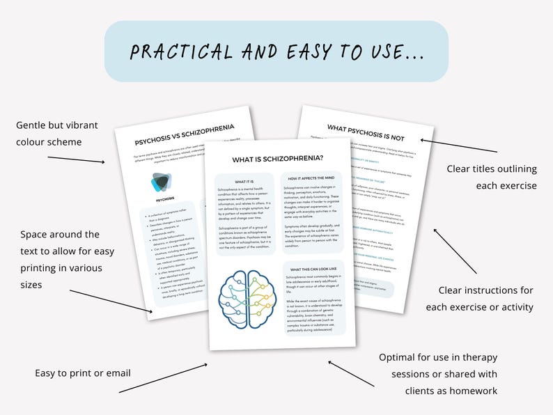 Schizophrenia Therapy Education Handouts for Psychosis Awareness ...