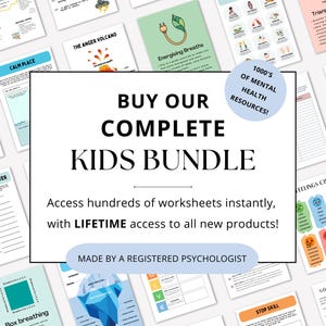 Bundel pdf-therapiewerkbladen voor kinderen geestelijke gezondheid: bronnen voor psychologie (levenslange toegang)