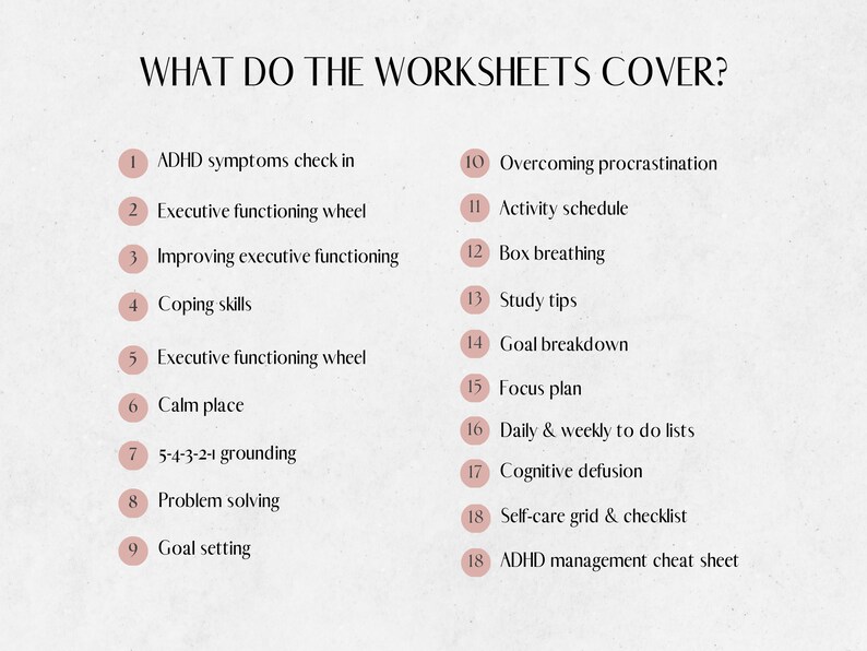 ADHD Executive Functioning Worksheets for Teens & Adults Online ...