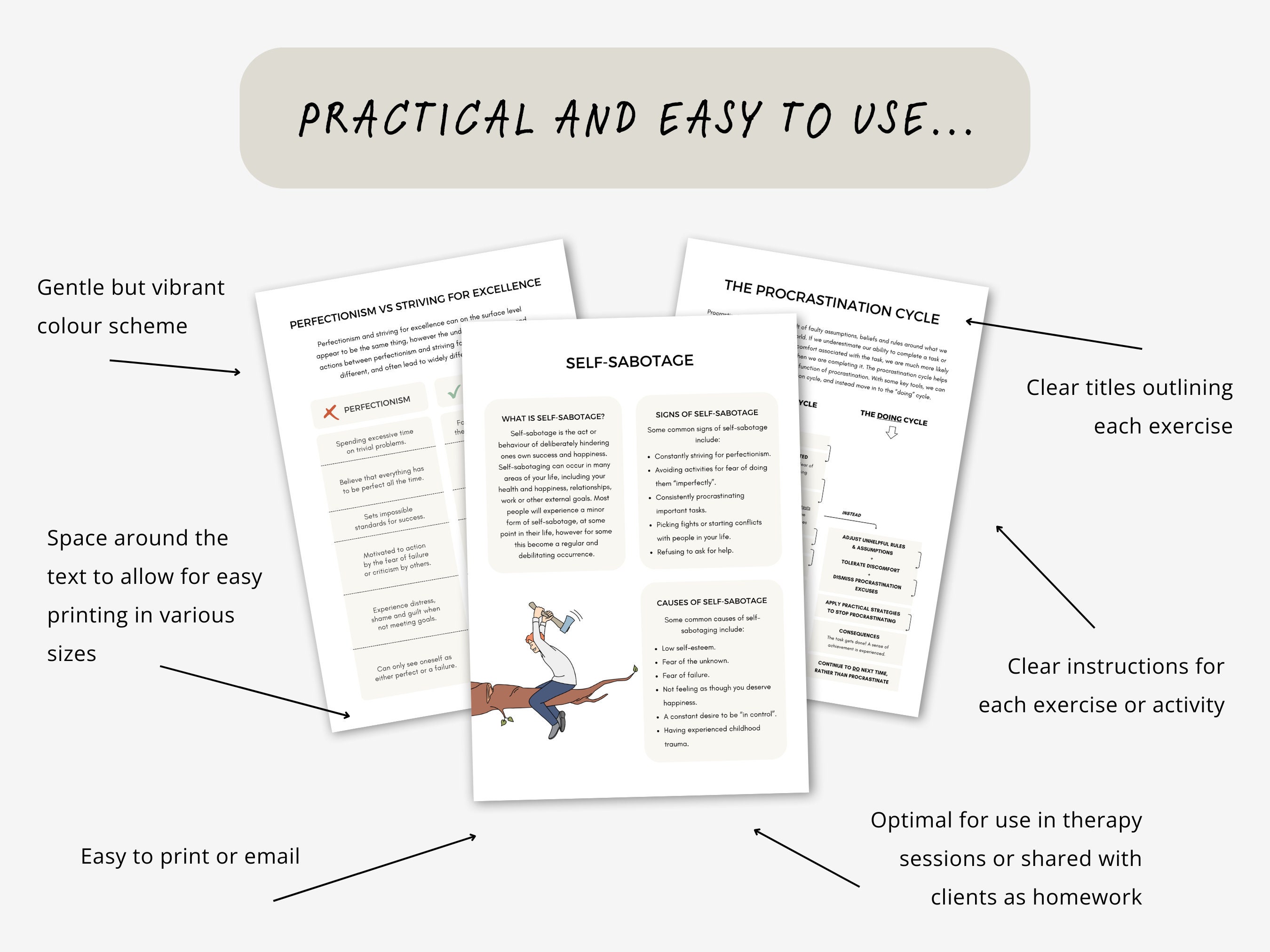 Self Sabotage Worksheets: Overcome Self-defeating Behaviors (PDF ...