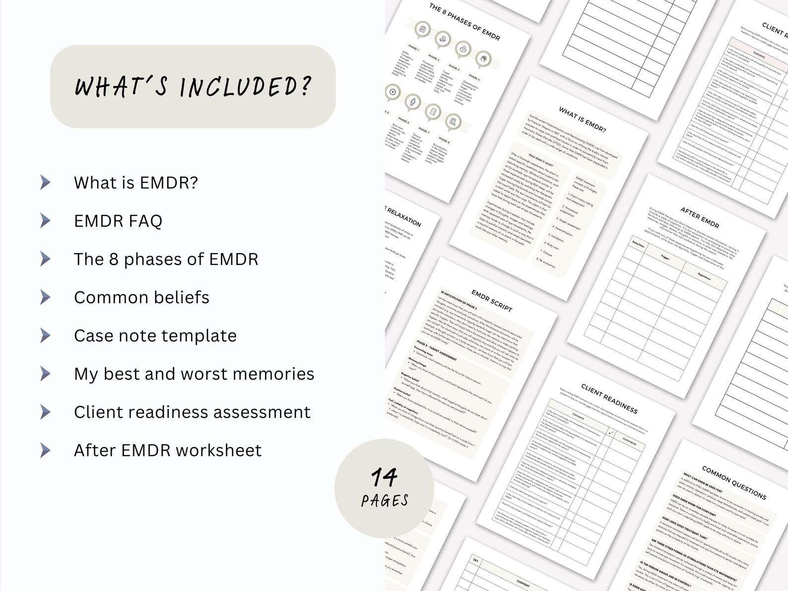 EMDR Worksheets Bundle: Client Script, Notes & Assessment (digital ...