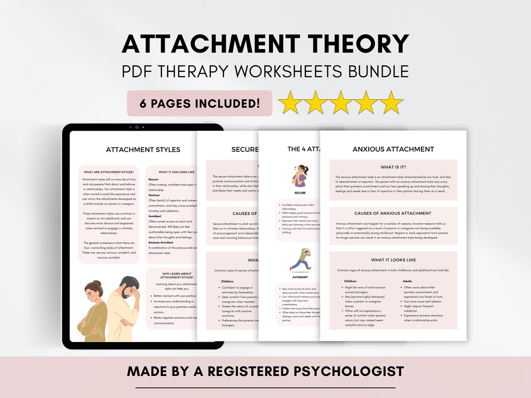 Attachment Styles Worksheet Bundle: Therapist Resource (PDF Digital ...