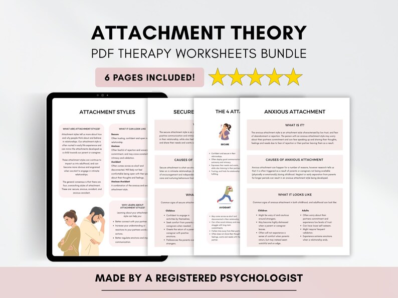 Attachment Styles Worksheet Bundle: Therapist Resource (PDF Digital ...