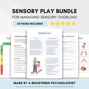 Fichas de juego sensorial con ejercicios terapéuticos para la sobrecarga sensorial (descarga digital en PDF)