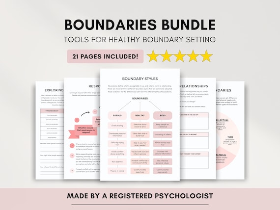Boundary Setting Worksheets Bundle: Healthy Relationships, Communication (Printable & Fillable)