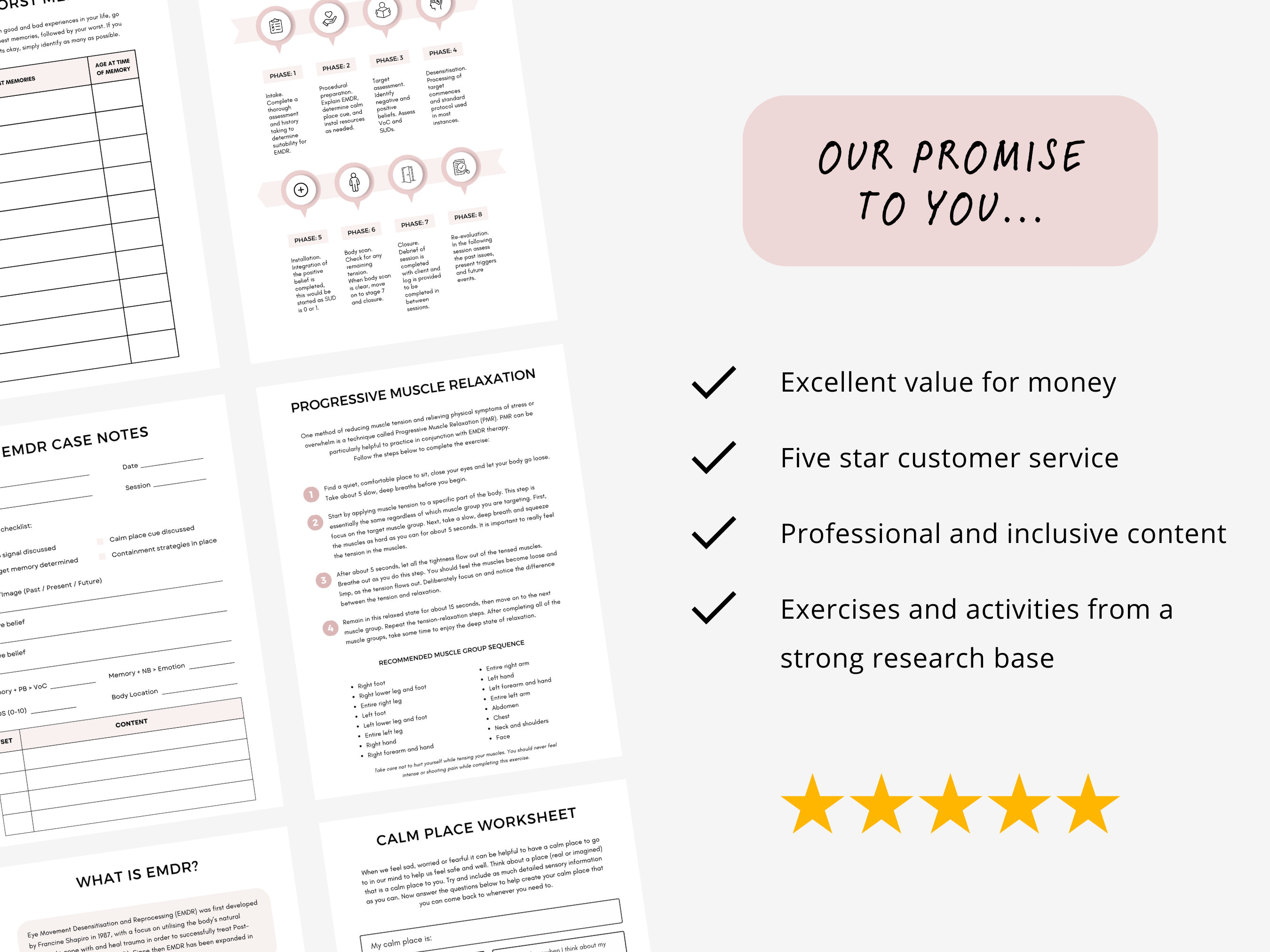 Emdr Case Note Examples EMDR Worksheets Bundle With 8 Phases, Case Notes & Client Handouts (PDF ...