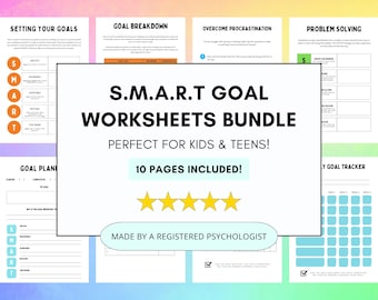 Kids & Teens Goal Setting Worksheets: SMART Goals Planner (Printable/Fillable PDF)