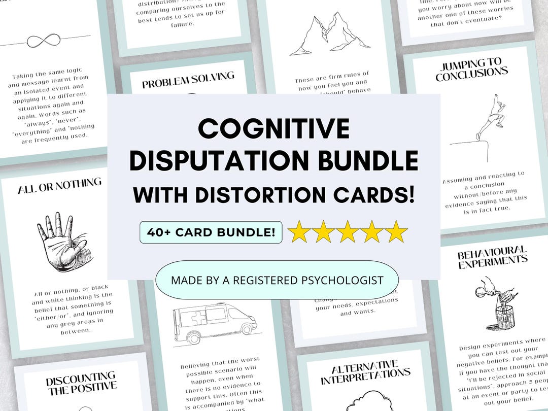 CBT Therapy Cards Bundle With Cognitive Disputation & Distortion (PDF ...