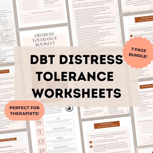 Distress Tolerance DBT Worksheets Bundle | DBT Worksheets for Teens | Mental Health Worksheet | Distress Tolerance Bundle Digital Download