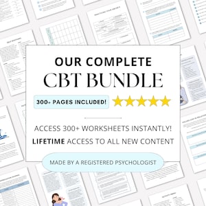 CBT Mega Bundle: Lifetime Access, Worksheets for Therapists & Counselors (PDF Digital Download)