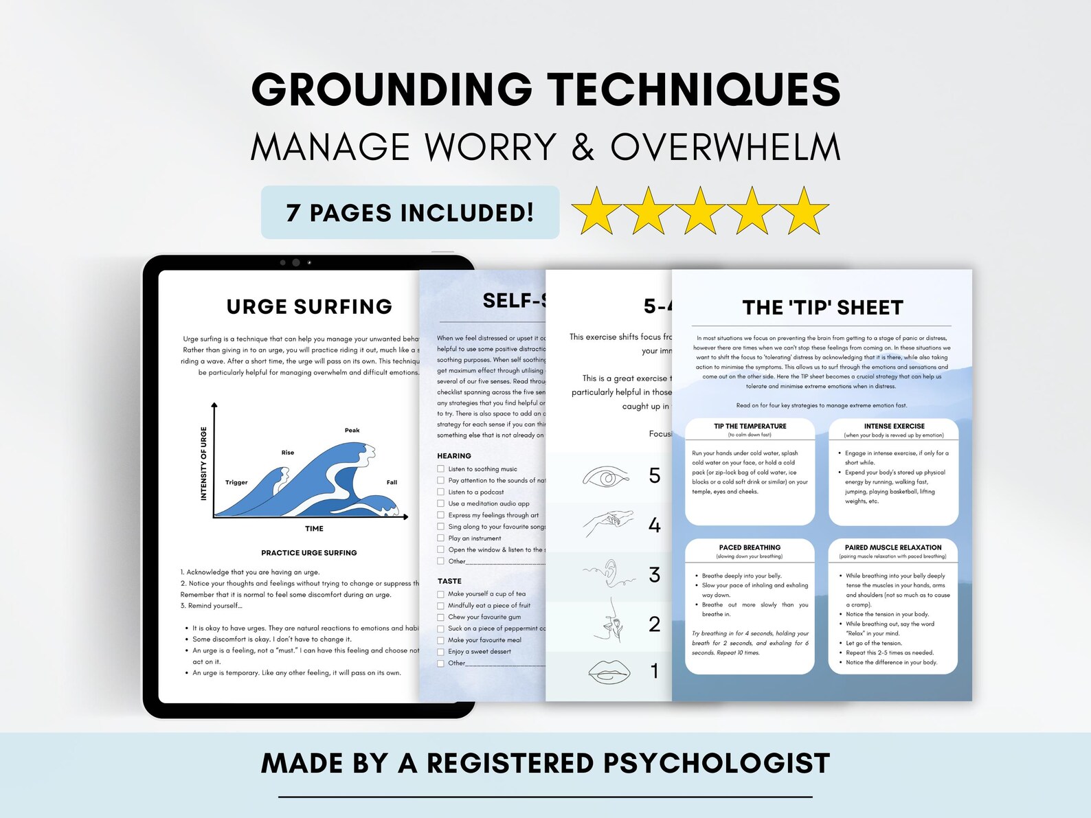 Grounding Worksheet.pdf Grounding Techniques Worksheet Bundle for Managing Anxiety & Stress ...