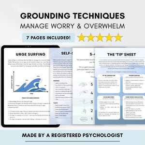 Grounding Techniques Worksheet Bundle for Managing Anxiety & Stress Relief (PDF Digital Download)