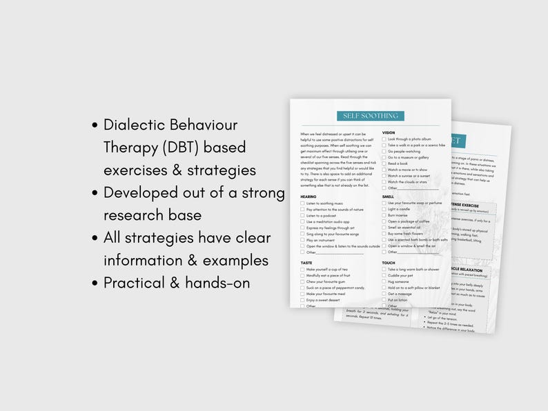 DBT Distress Tolerance Worksheets Bundle for Mental Health (PDF Digital ...