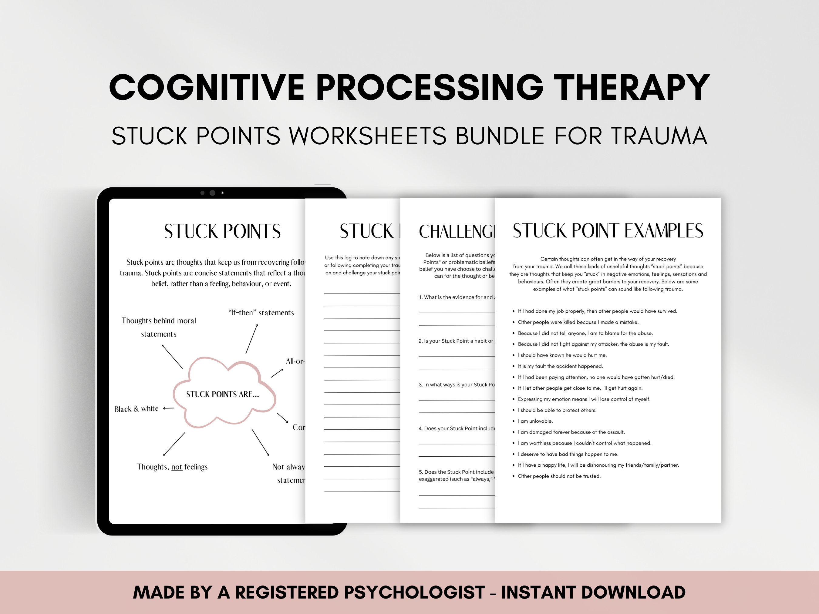 Cognitive Processing Therapy Worksheets for Adults, Managing Triggers ...
