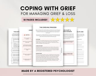 Grief Worksheets Bundle: ACT Therapy, Coping Skills (Printable & Fillable)
