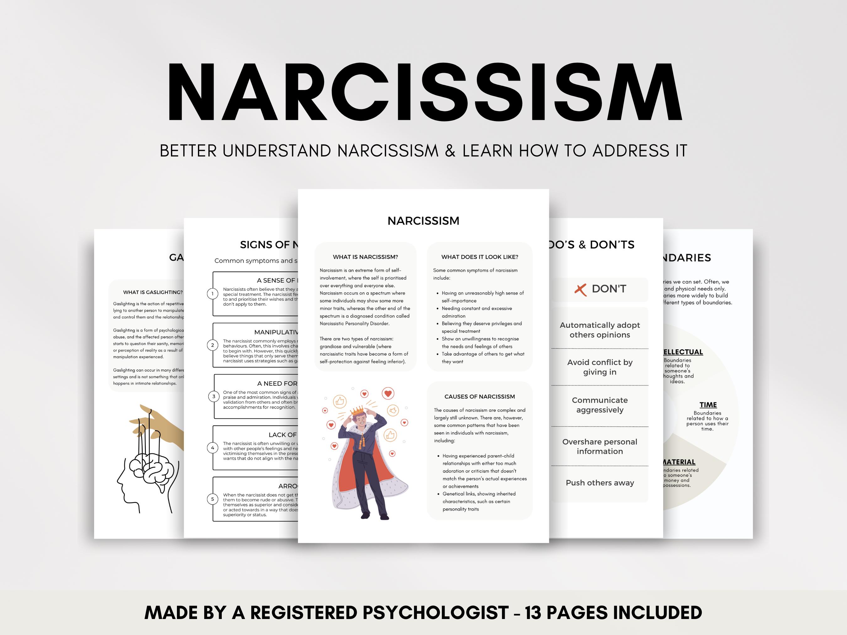 Narcissist Education Worksheets for Understanding Narcissism and Gaslighting in Relationships, Boundary Setting and Effective Communication
