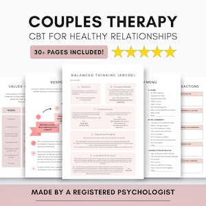 Couples Therapy CBT Worksheets for Healthy Communication (PDF Digital Download)