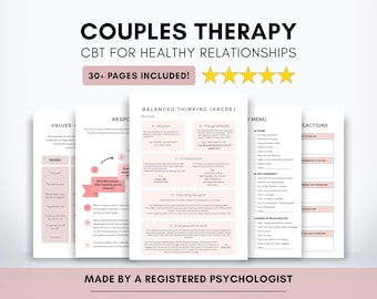 Hojas de trabajo de terapia cognitivo conductual para parejas: Comunicación saludable (imprimibles y rellenables)