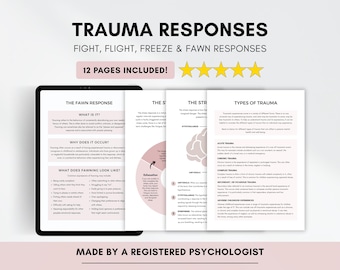 Trauma Response Psychoeducation Worksheets with Fight, Flight & Freeze (PDF Digital Download)