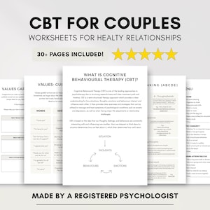 CBT Worksheets for Couples Therapy: Relationship Counseling Tools (Printable/Fillable)