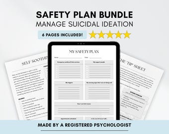 Mental Health Safety Plan Bundle for Managing Suicidal Ideation (PDF Digital Download)