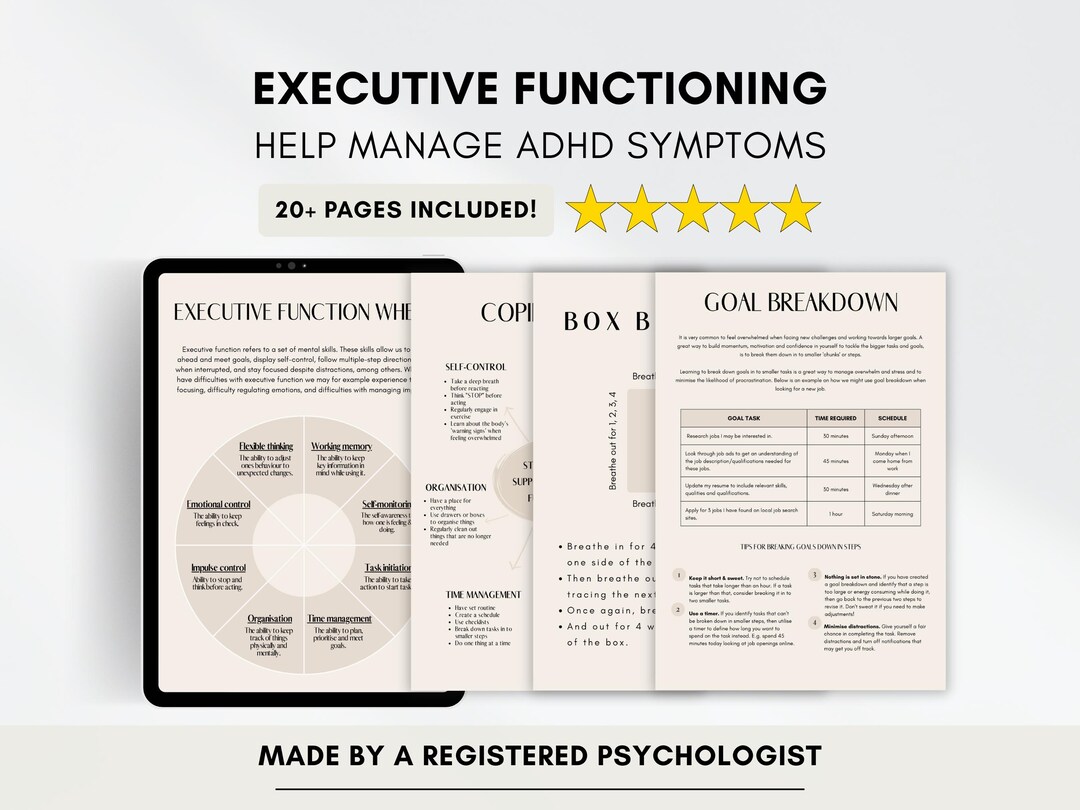 ADHD Executive Functioning Worksheets: Therapist Client Bundle ...