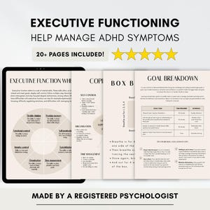 ADHD Executive Functioning Worksheets: Therapist Client Bundle (Printable & Fillable)