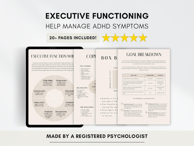 ADHD Executive Functioning Worksheets: Therapist Client Bundle ...