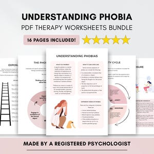 Hojas de trabajo sobre fobias: Terapia de exposición, pánico y ansiedad (Descarga digital)