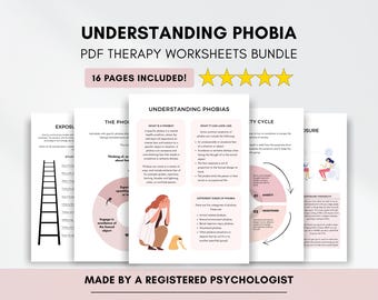 Phobia Education Worksheets: Exposure Therapy, Panic & Anxiety (PDF Digital Download)