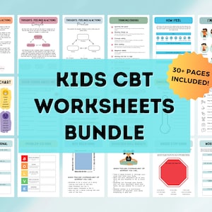 CBT Worksheets for Kids Bundle | CBT Worksheets Anxiety Bundle | CBT Workbook Bundle for Children | Cbt Thought Record Pack for Kids