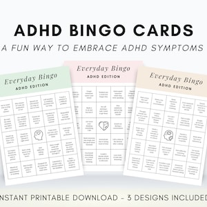 ADHD geestelijke gezondheid bingo, spel voor executieve vaardigheden voor volwassenen en tieners, ADHD-symptomen, kaarten voor copingvaardigheden, executieve disfunctie