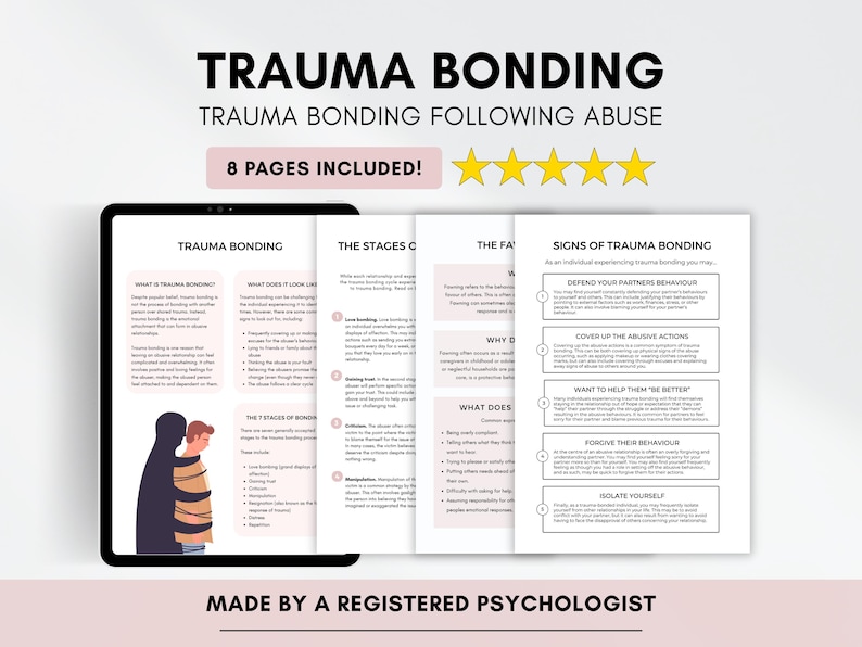 Trauma Bonding Therapy Worksheets for Managing PTSD and Emotional Abuse ...