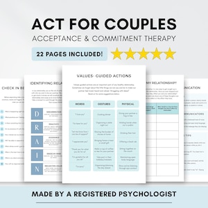 ACT Therapy Worksheets for Couples, Building Healthy Relationships Bundle (PDF Digital Download)