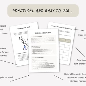 Radical Acceptance DBT Psychoeducation Worksheets for Emotional Regulation