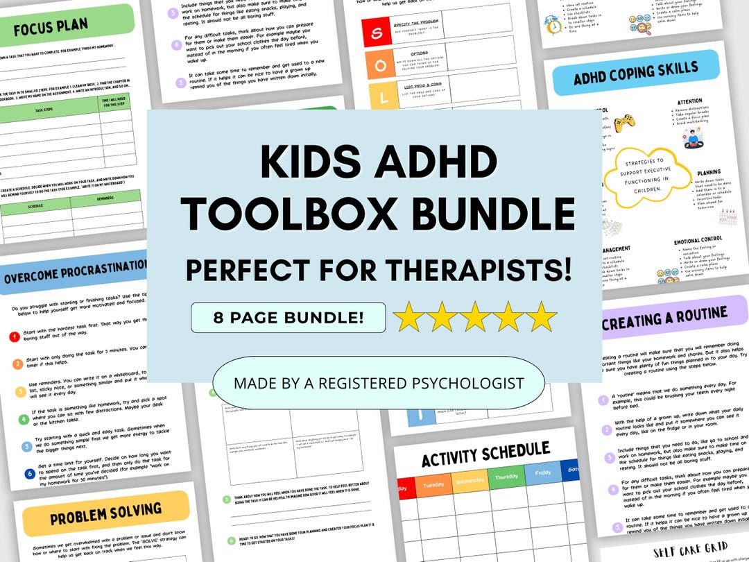 Kids ADHD Toolbox With Executive Functioning Skills Worksheets (PDF ...