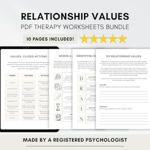 Relationship Values Therapy Worksheets for Building Healthy Relationships (PDF Digital Download)